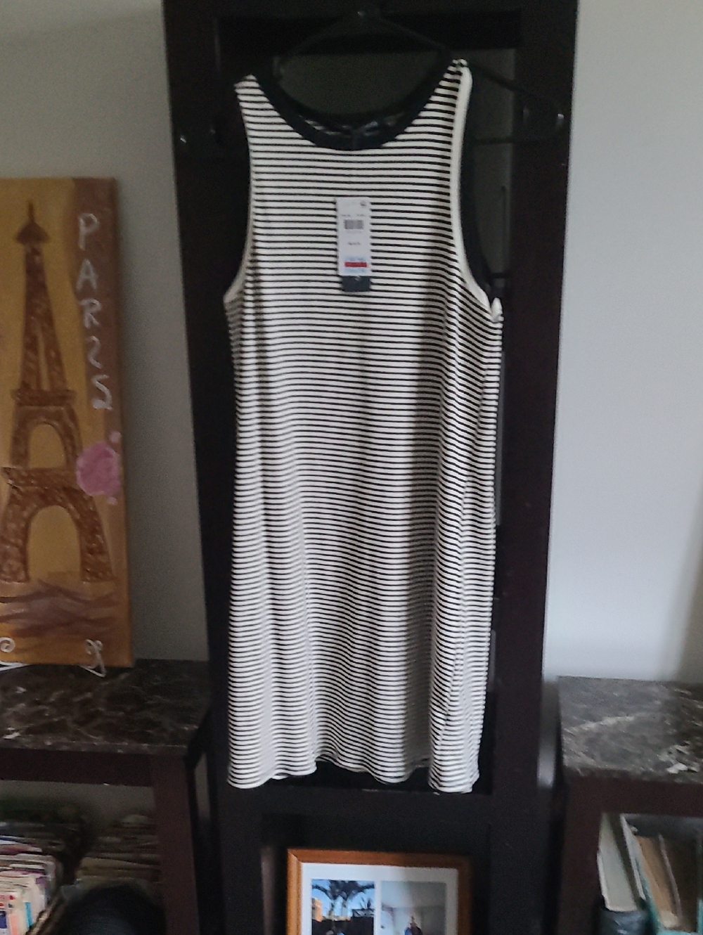 one clothing Black & White Striped Sleeveless Mini Dress